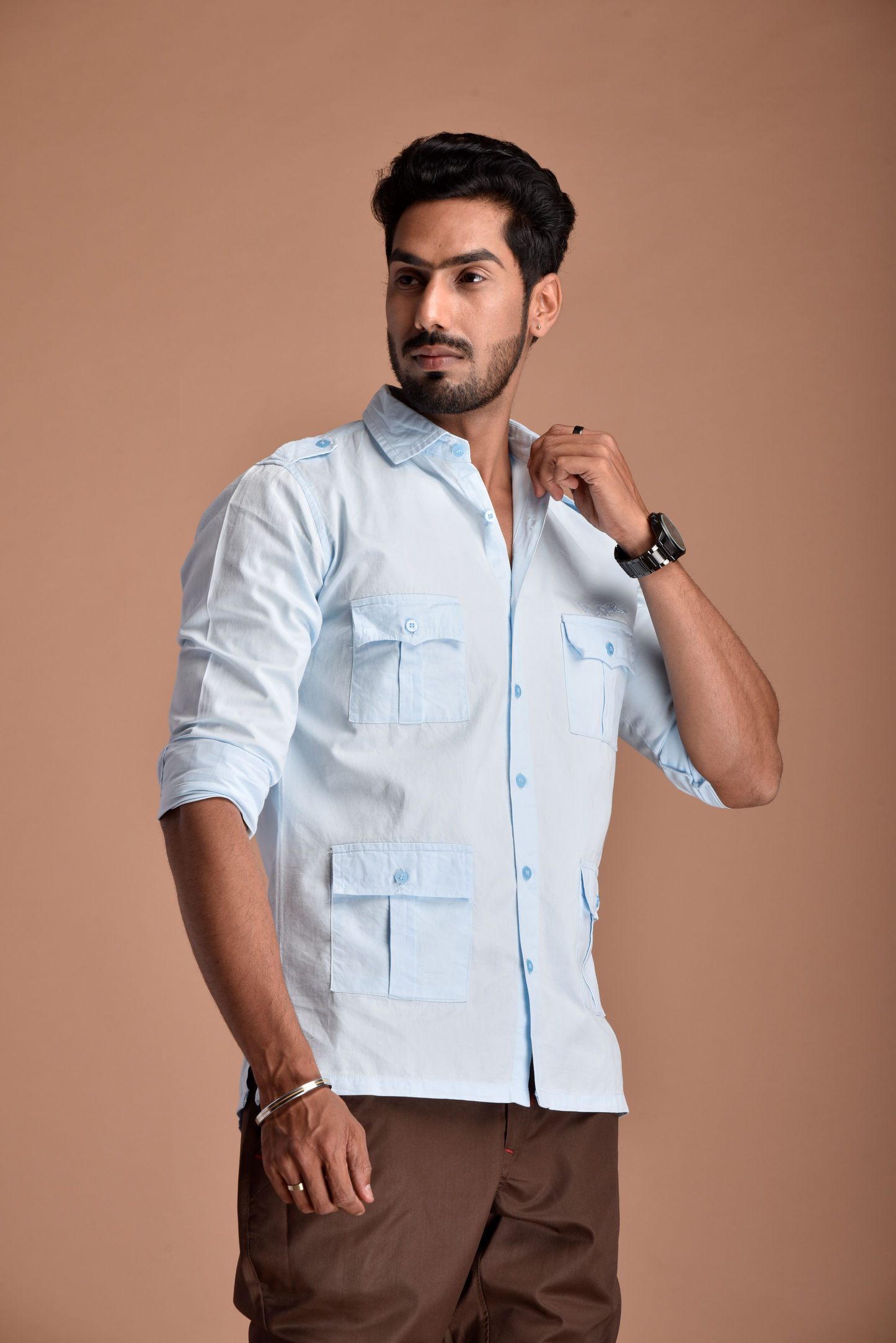 Rajputana Hunting Styled Sky Blue Shirt