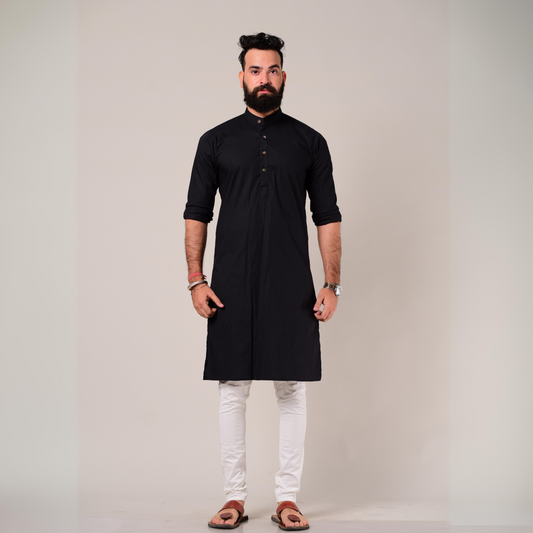 Solid Black Kurta Pajama Set