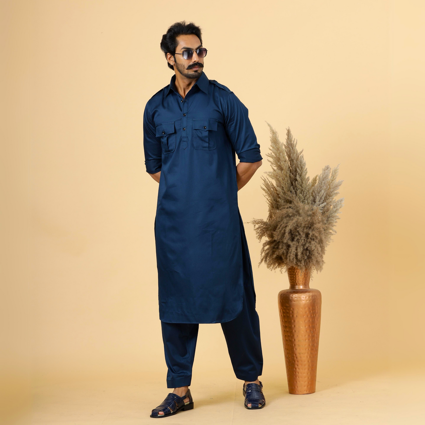 Classy Teal Pathani Kurta-Salwar Set