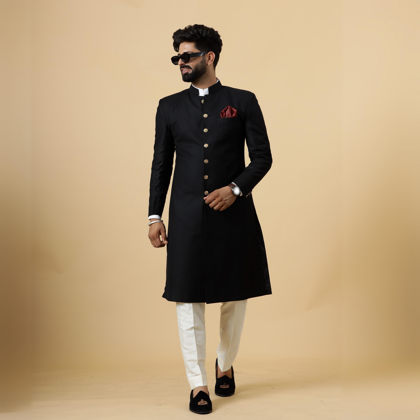 Classic Black Achkan for Men
