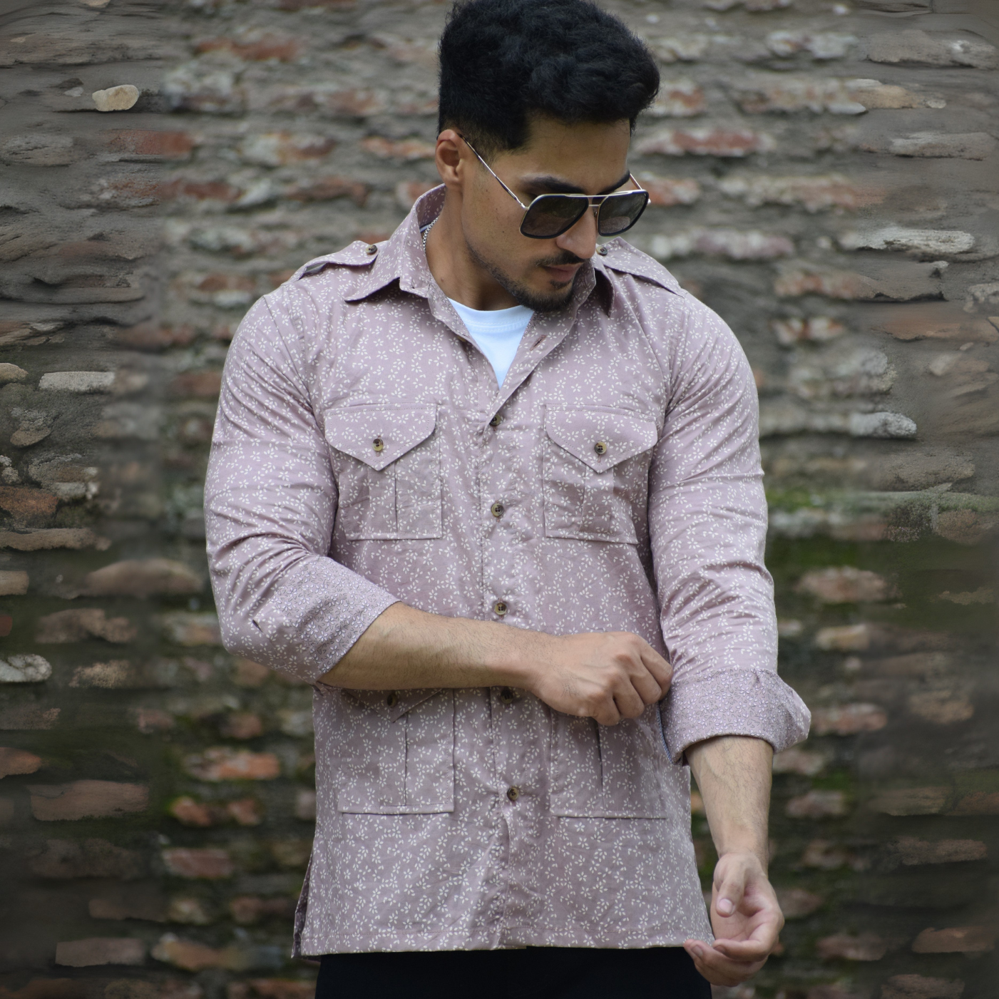 Jaipur Floral Print Hunting Style Shirt