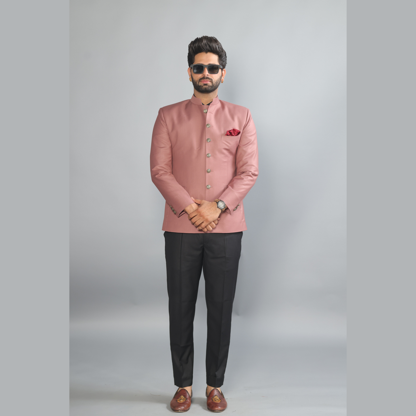 Exclusive Rosewood Jodhpuri Bandhgala with Black Trouser| Terry Rayon | Perfect for Cocktail party , Funtional wear, Festive wear|