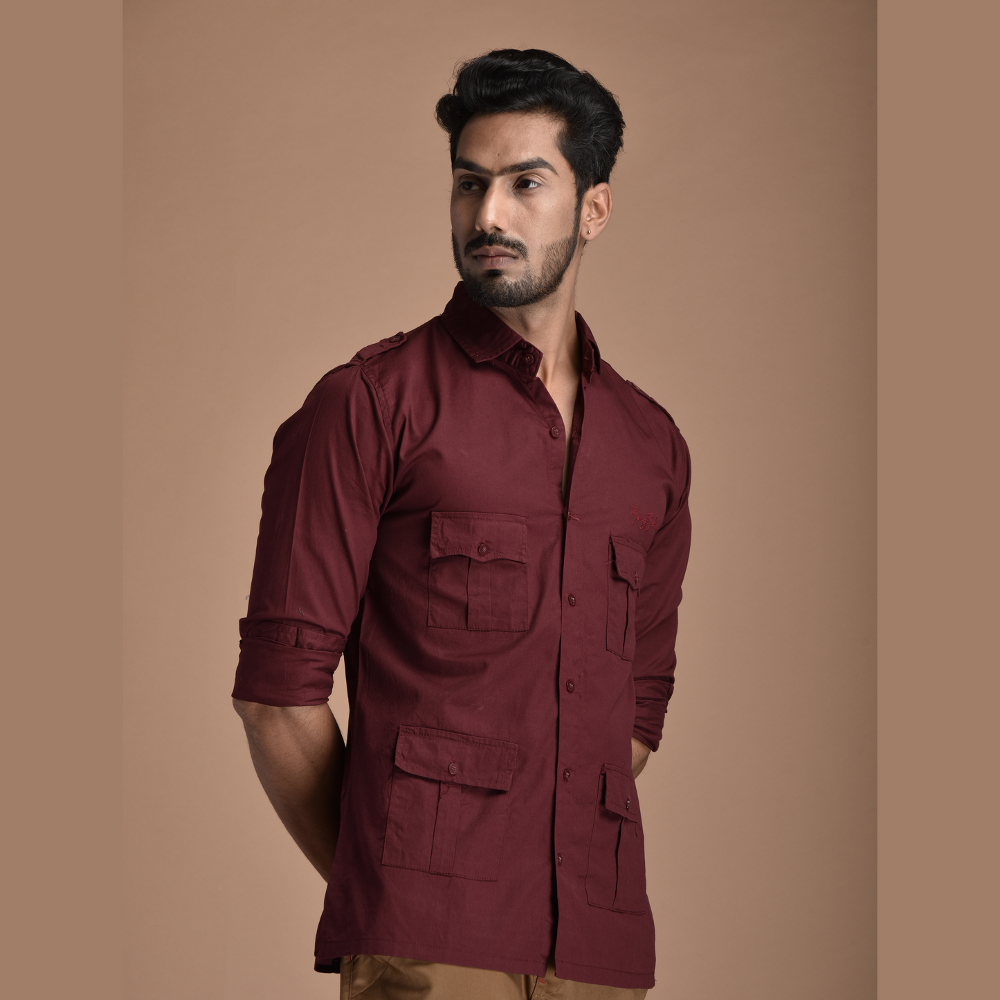 Rajputana Hunting Styled Maroon Shirt