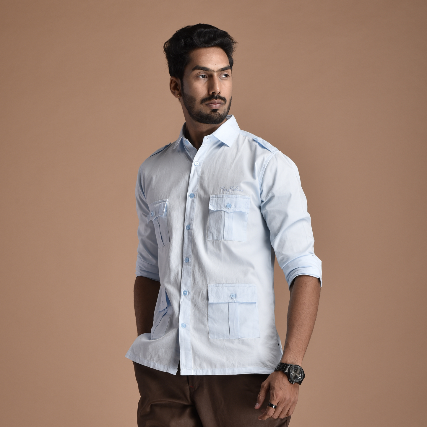 Rajputana Hunting Styled Sky Blue Shirt
