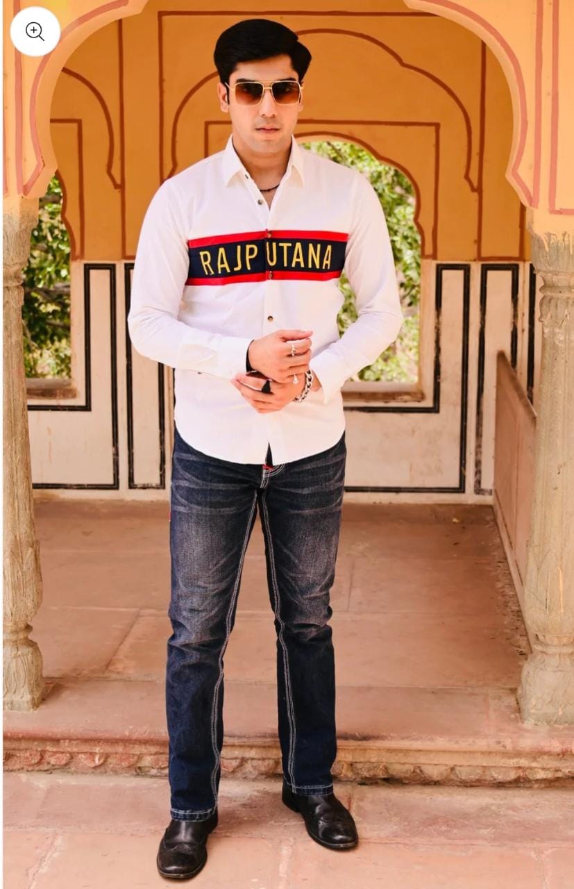 RED STRIPE WHITE RAJPUTANA COTTON SHIRT