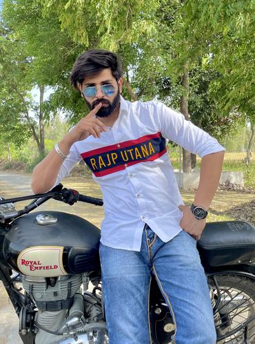 Red Stripe White Rajputana Cotton Shirt