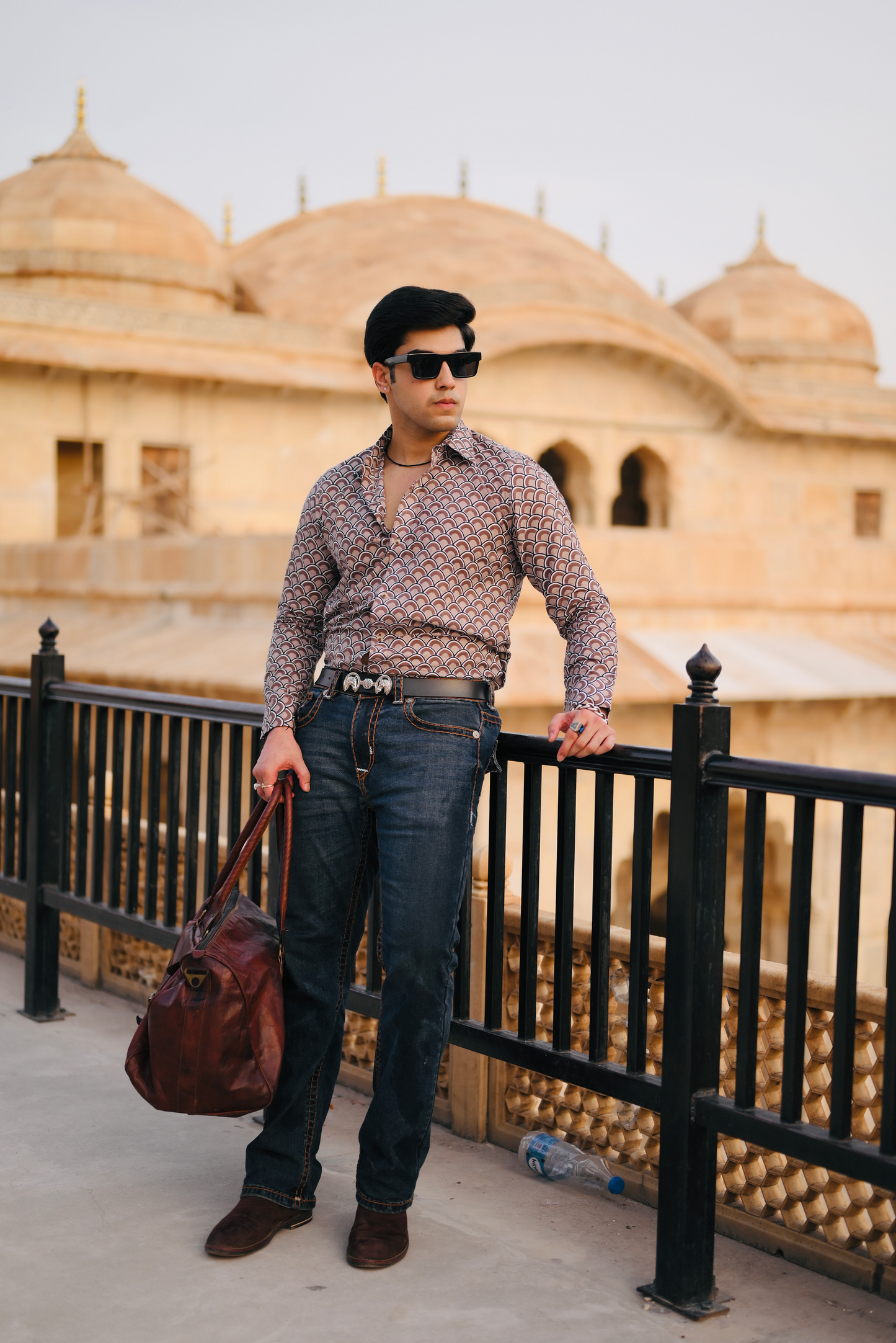 Tawny Brown Sanganeri Print Shirt