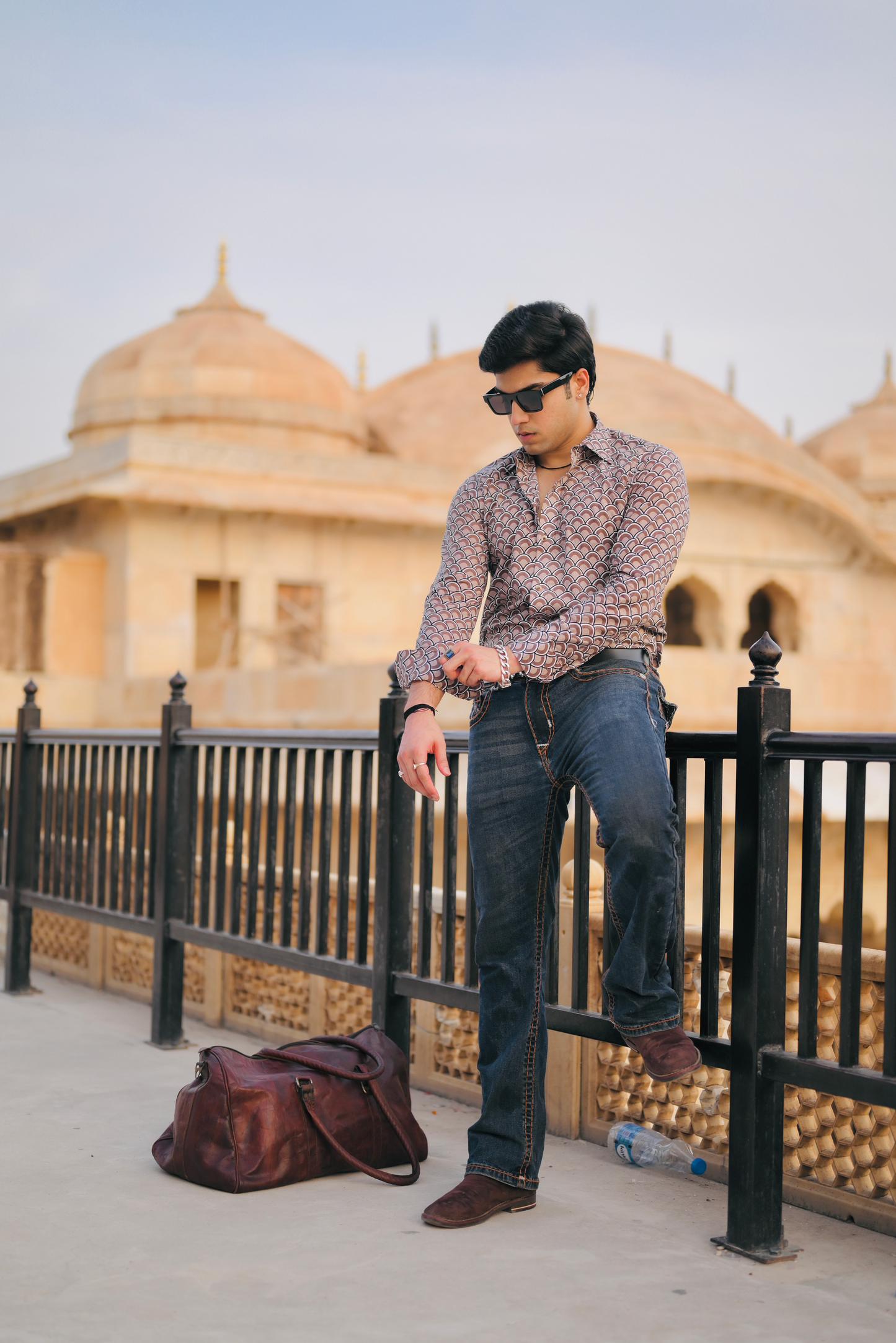 Tawny Brown Sanganeri Print Shirt