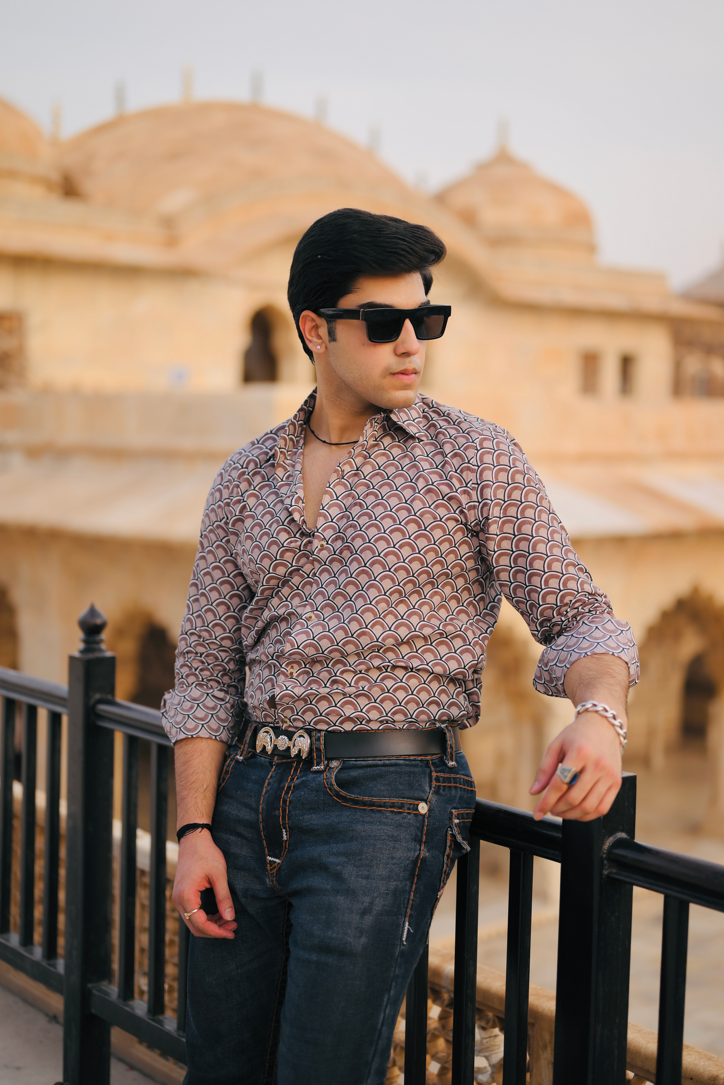 Tawny Brown Sanganeri Print Shirt