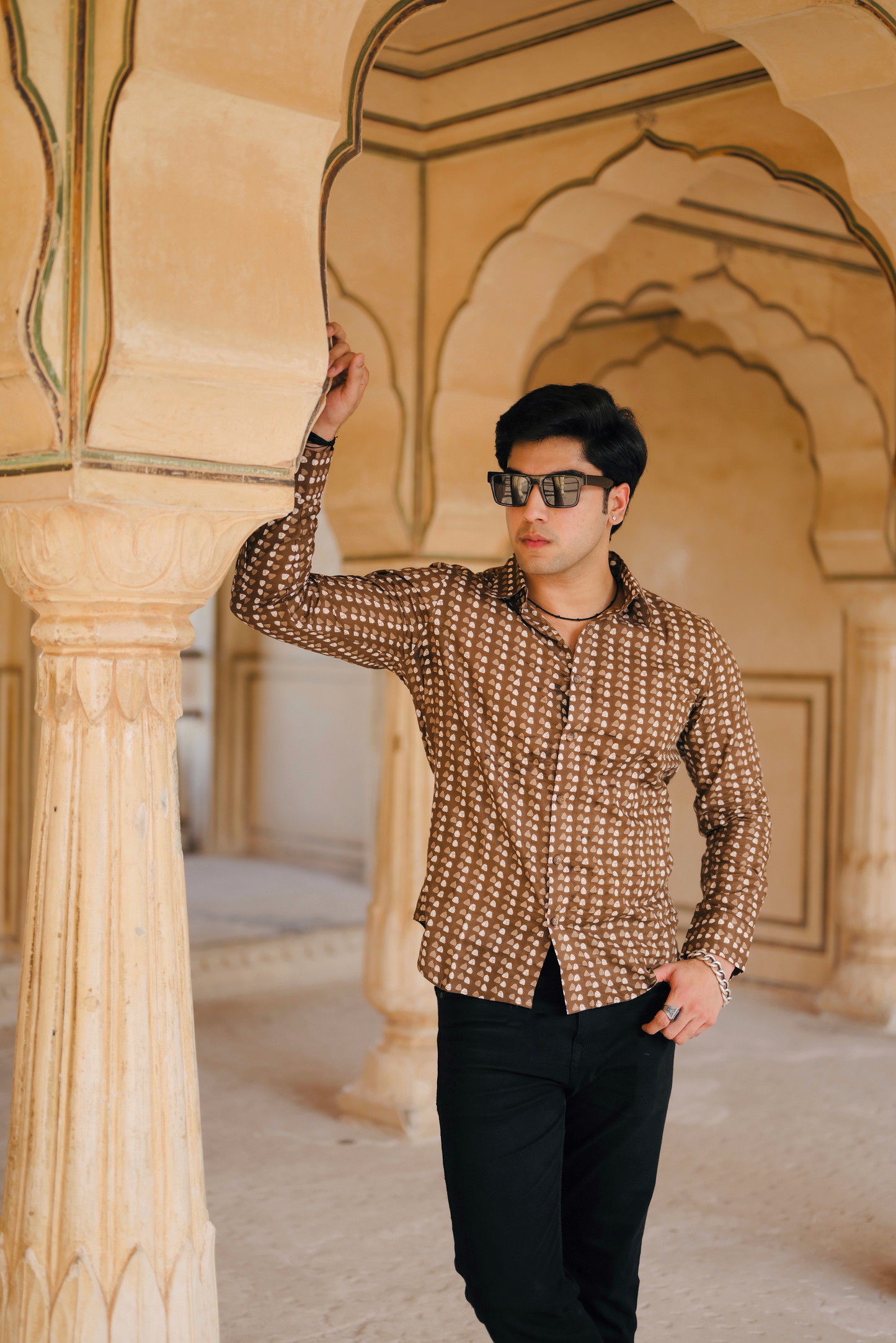 Walnut Brown Sanganeri Print Shirt