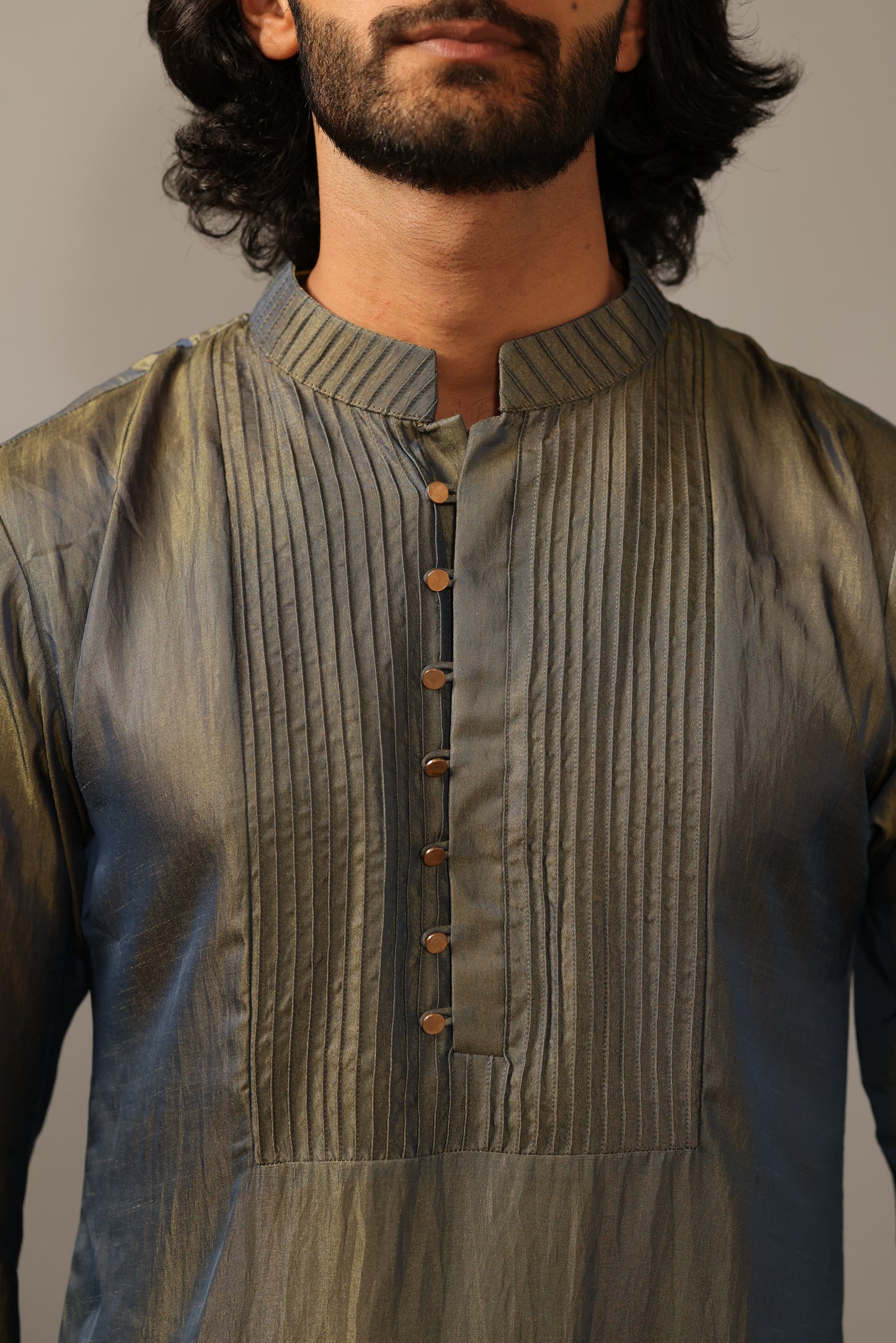 Lime Green Two-Tone Silk Designer kurta pajama Set