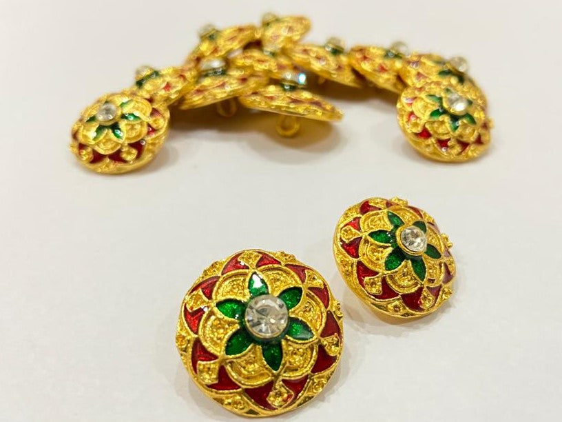 Handmade White Motif Mughal Flower Work Buttons