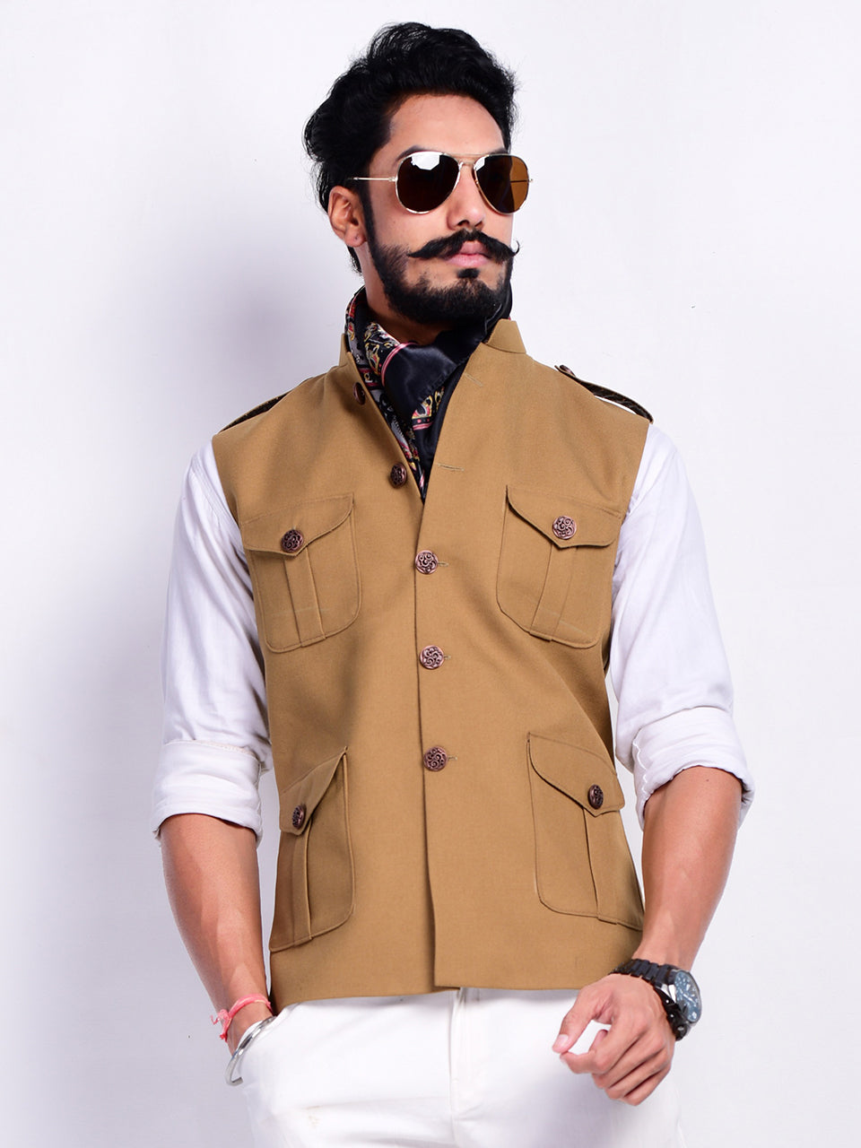 Khakhi Brown Colour Semi Hunting Jacket T.R