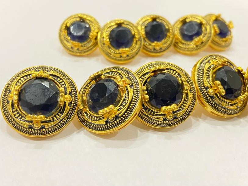Handmade Black Motif Golden Border Buttons