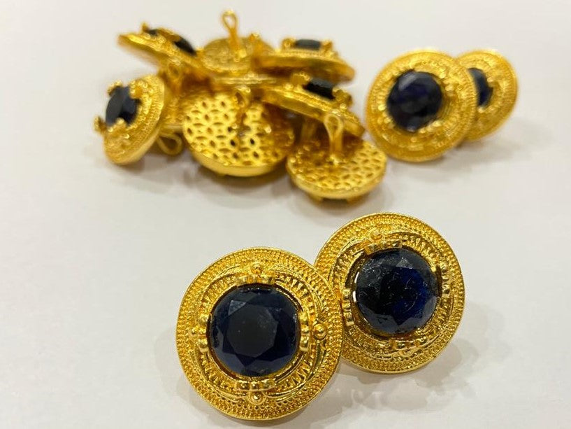 Handmade Black Motif Golden Border Buttons