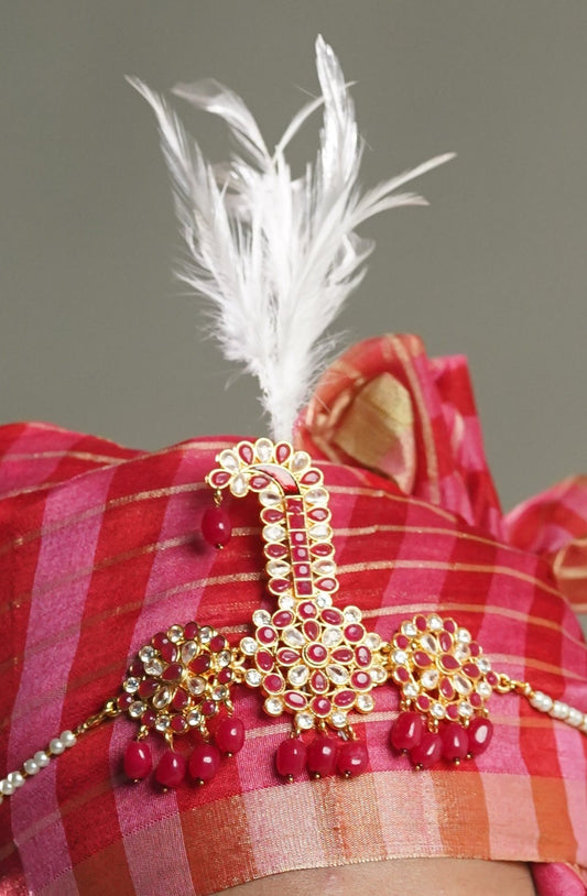 Kalangi | Sarpech Silver Stone's | Magenta | Golden Groom's wedding Accessories