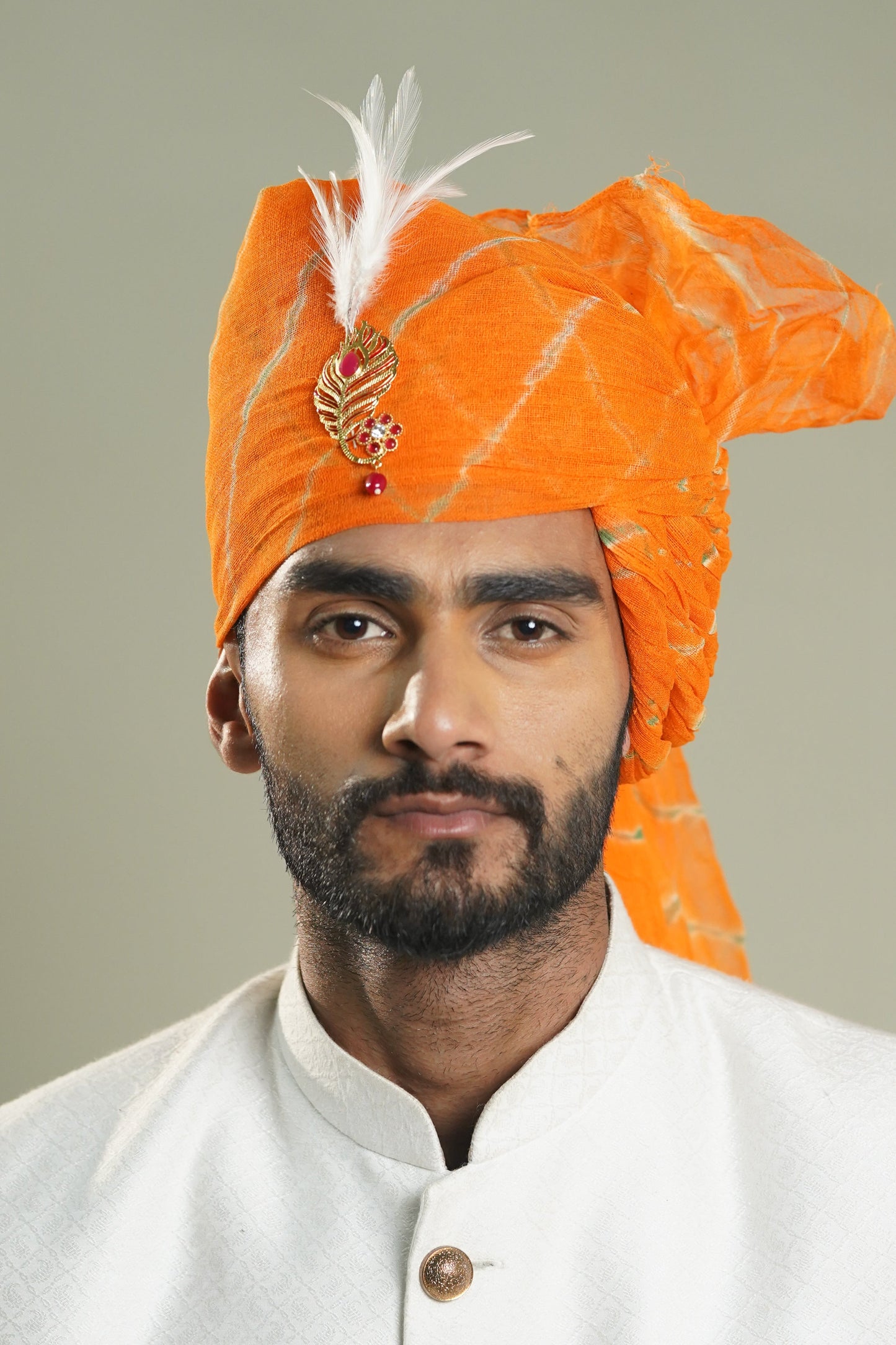 Yellow Cotton Lehriya Safa