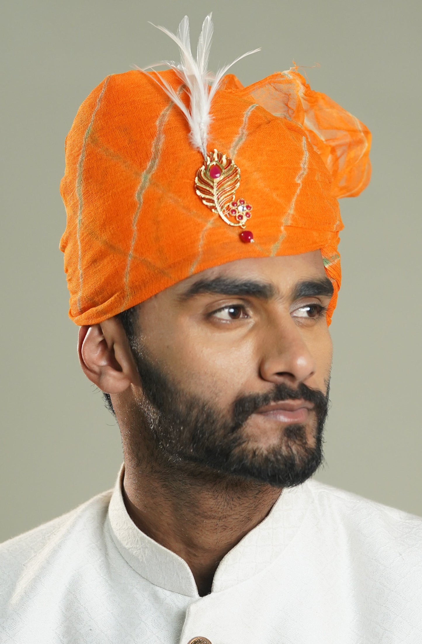 Yellow Cotton Lehriya Safa