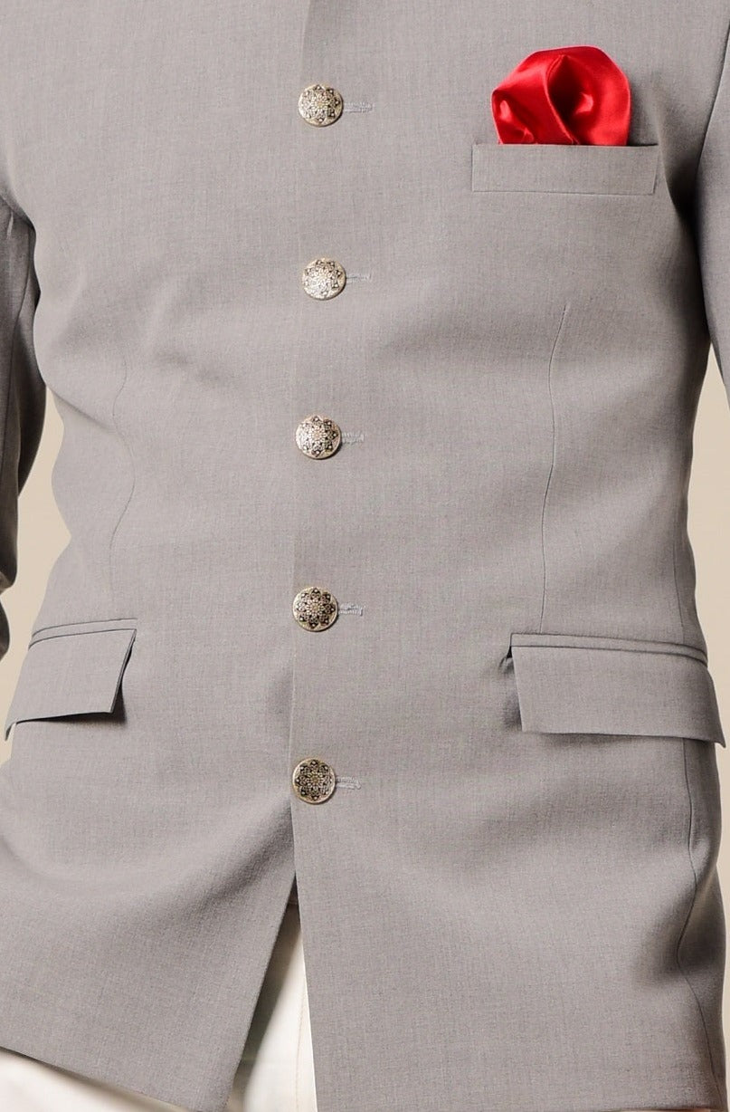 Light Grey Color Bandhgala With White Trouser