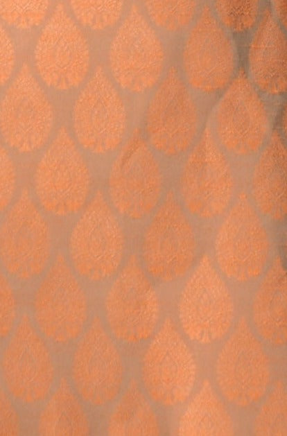 Handmade Booti Pattern Rust Cyan Brocade Silk Sherwani