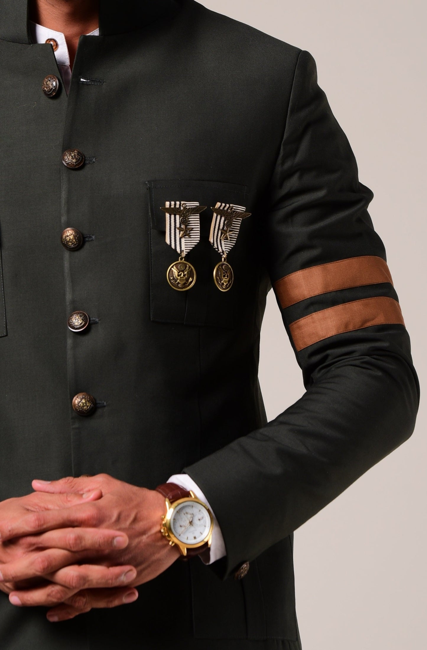 Dark Green Jodhpuri Bandhgala With White Trouser