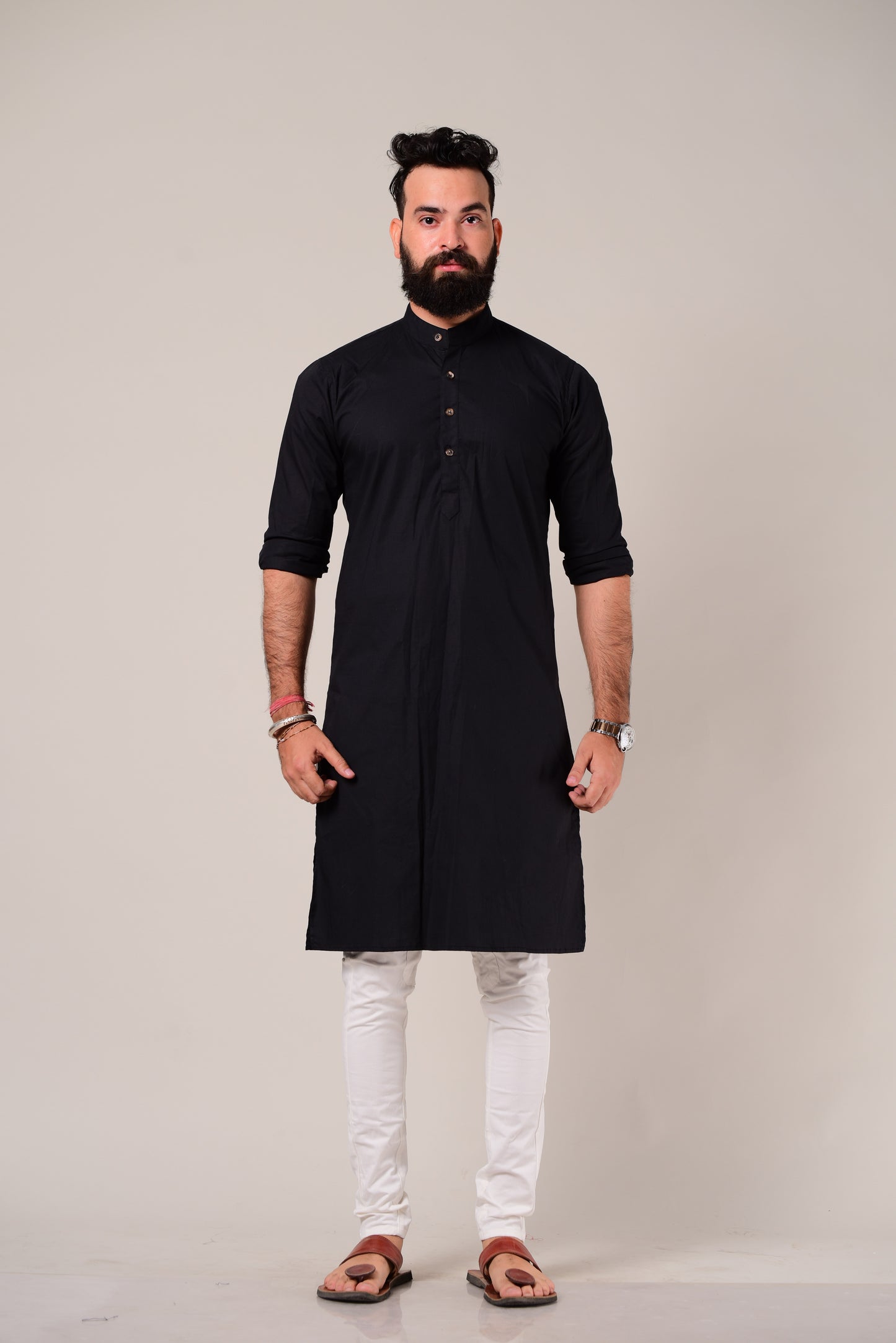 Solid Black Kurta Pajama Set