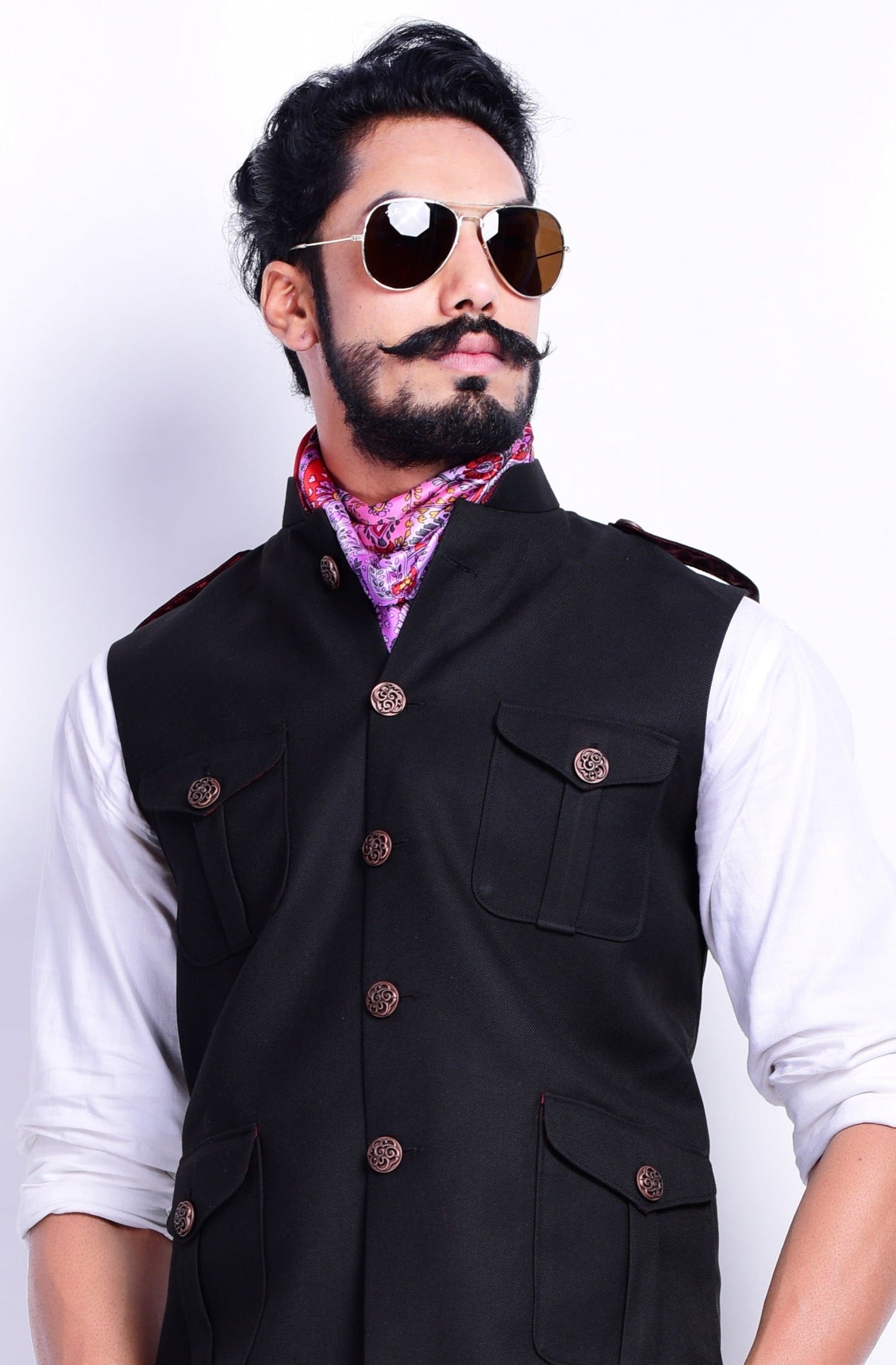 Black Tweed Half Hunting Style Jacket