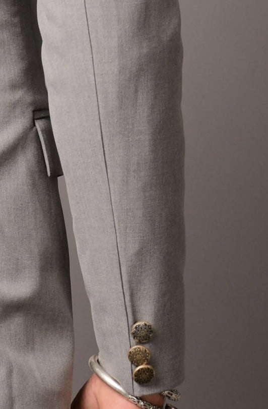 Handmade Modish Grey Jodhpuri Bandhgala Suit for Men