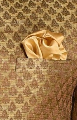 Booti Pattern Brocade Silk Sherwani Achkan Brown Color | Best For Weddings, Grooms, Formal Indian Subcontinent Events Festivals