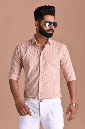 Pink Color Sanganeri Printed Shirt