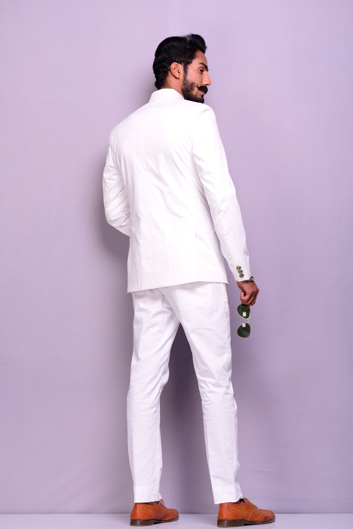 Custom-Tailored Classic Off- White Royal Jodhpuri Bandhgala