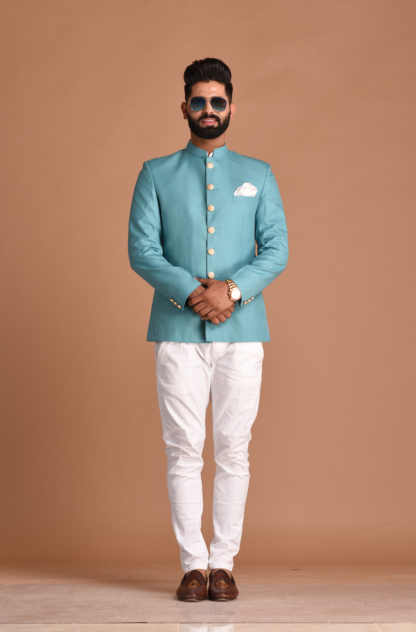 Royal Oxy Blue Jodhpuri Bandhgala With Trouser
