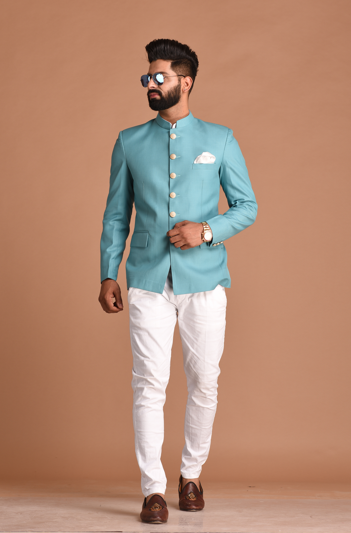 Royal Oxy Blue Jodhpuri Bandhgala With Trouser