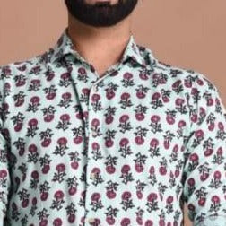 Light Green Booti Printed Shirt