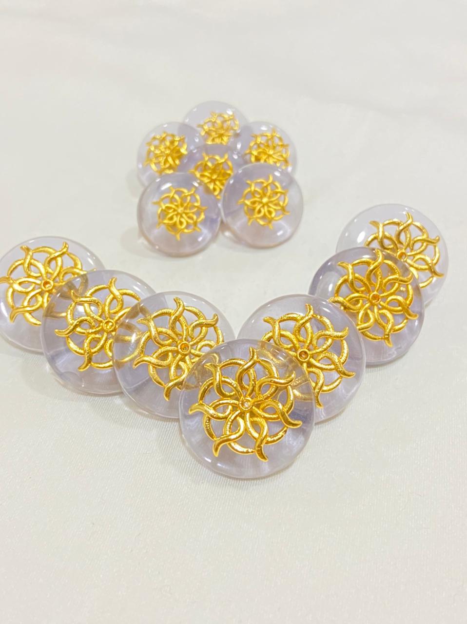 Handmade Translate Color Daisy Golden Border Buttons