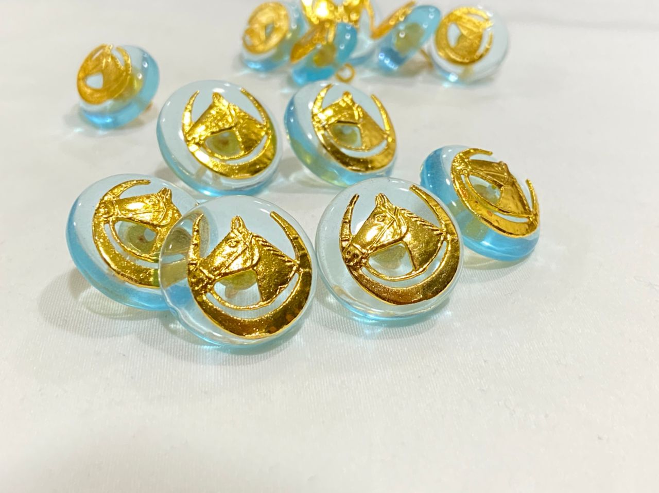 Sky Blue Base Color Metal Horse Logo Rajputana Buttons