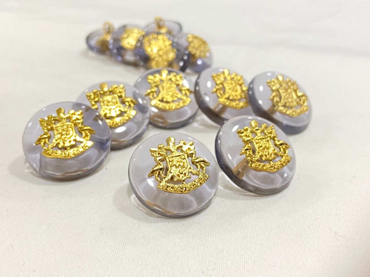 Grey Brass Solanki Rajput logo Sherwani Buttons Set