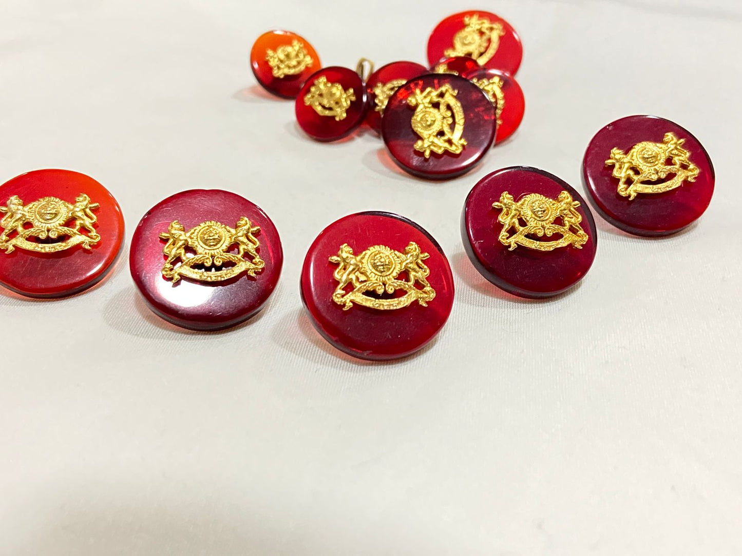 Red Base Metal Rajputana Chauhan Logo Buttons