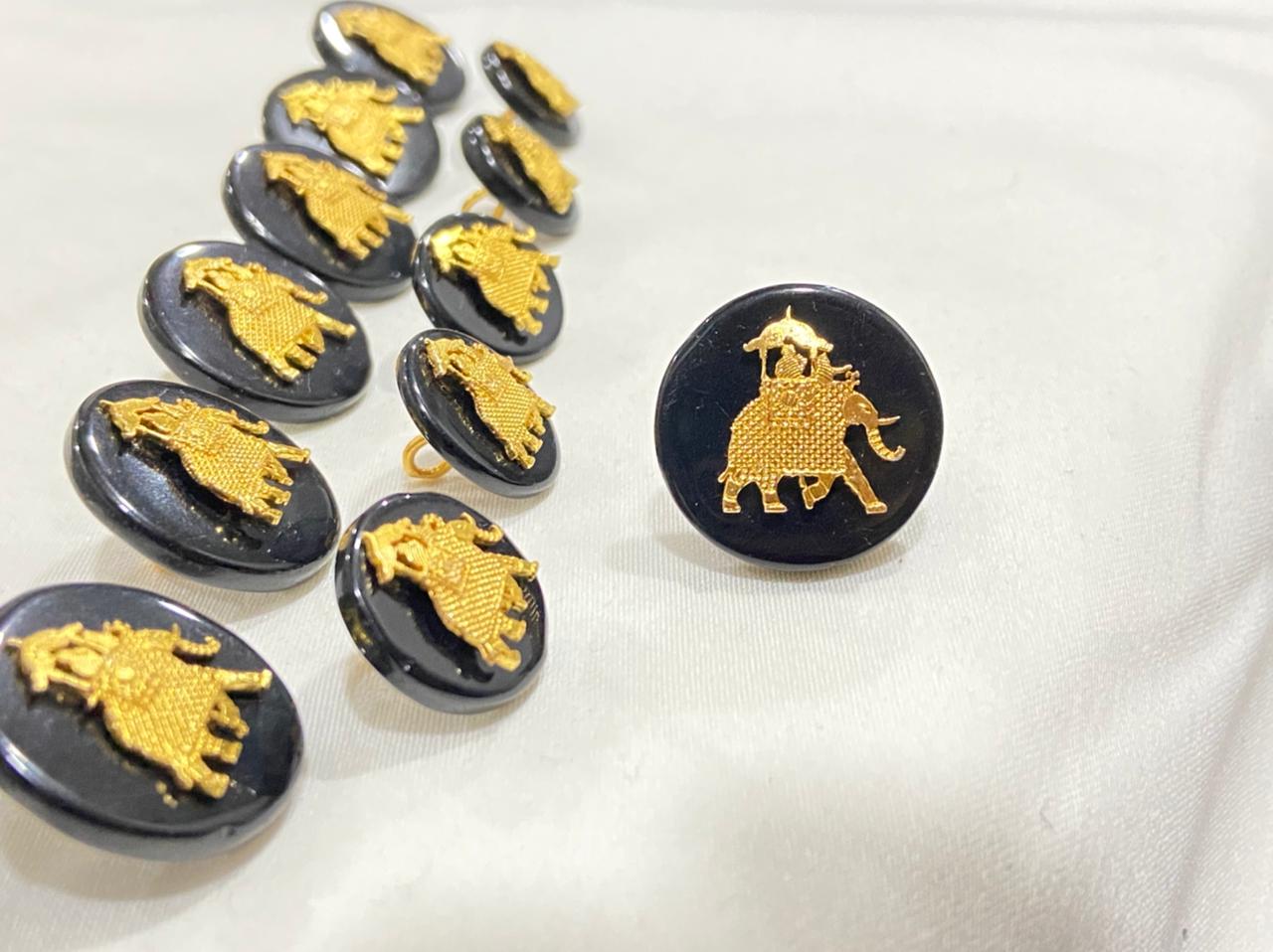 Black Base Color Metal Elephant Logo Rajputana Buttons