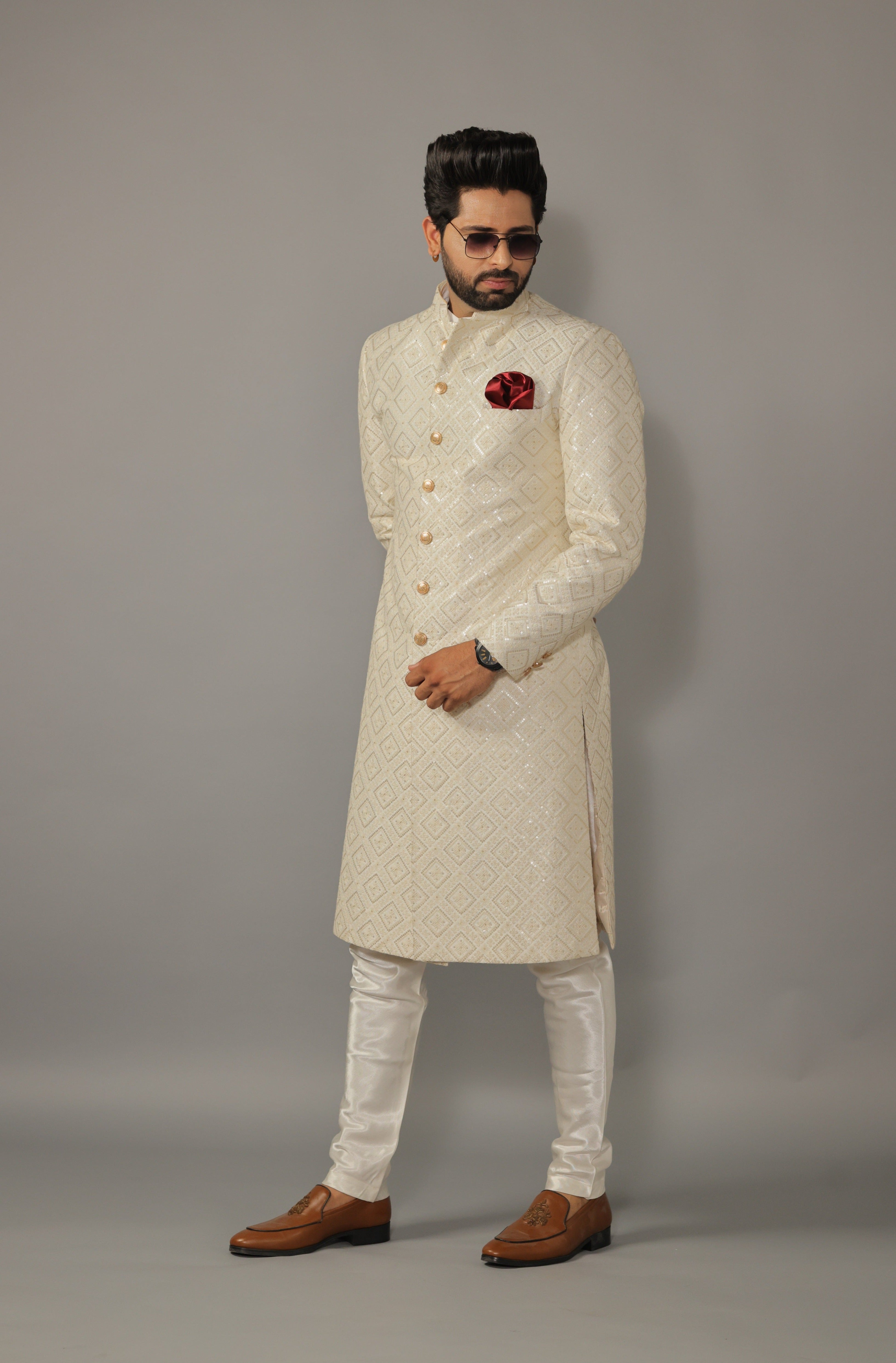 Pakistani Rich Floral Sherwani Suits for Men #GN31 | Sherwani, Mens sherwani,  Sherwani for men wedding