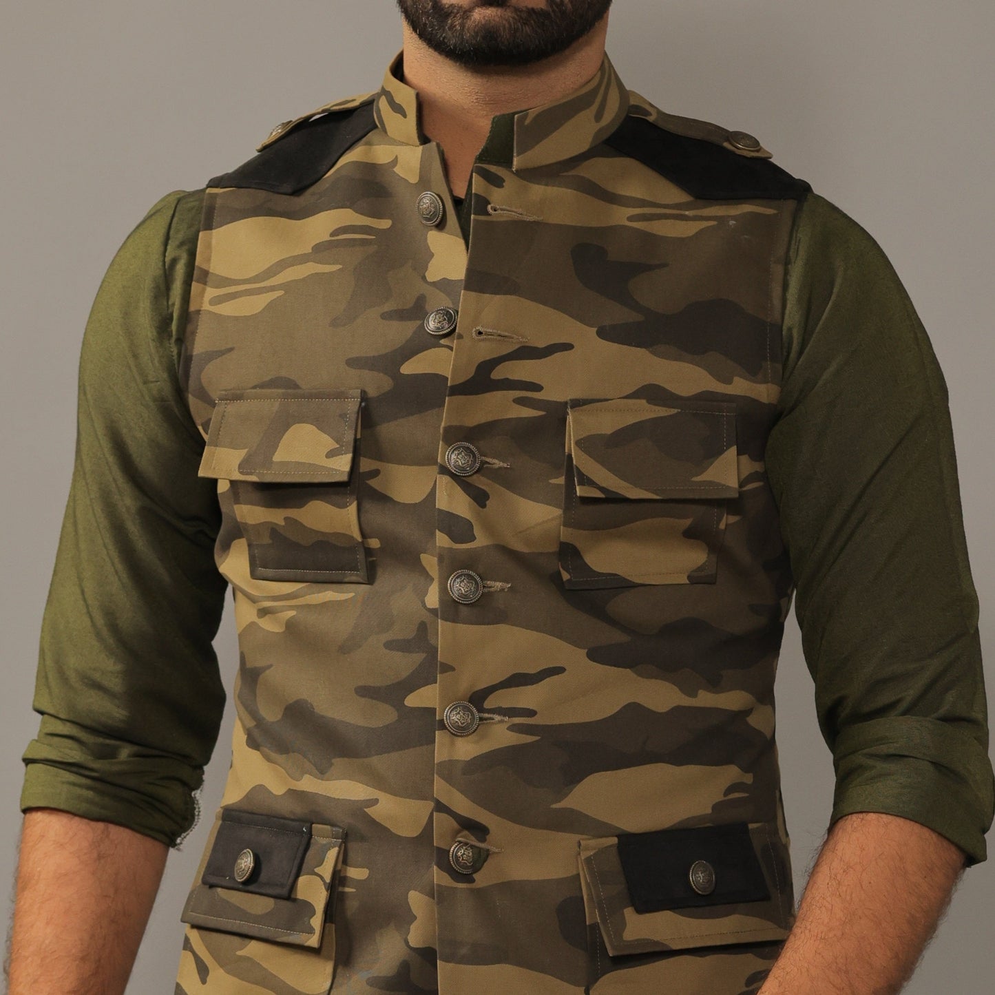 Olive Green Camouflage Hunting Style Jacket