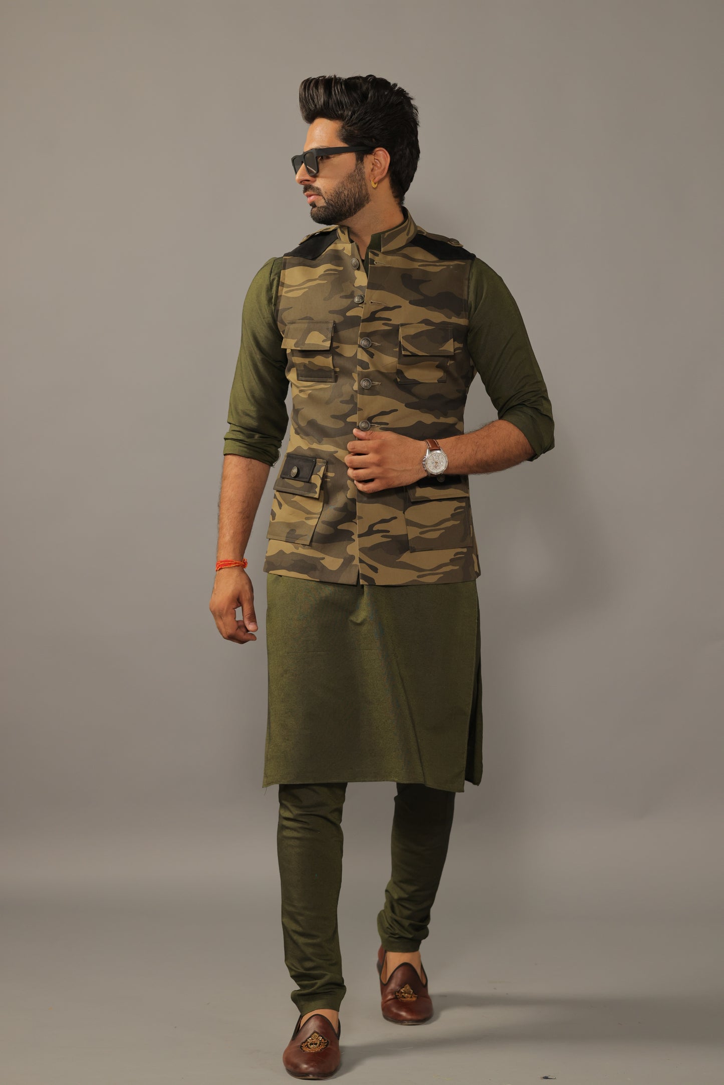 Olive Green Camouflage Hunting Style Jacket