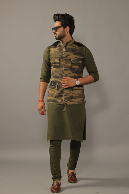 Olive Green Camouflage Hunting Style Jacket