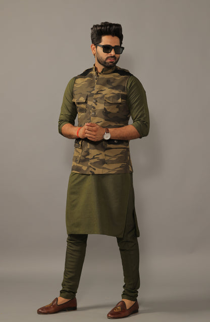 Olive Green Camouflage Hunting Style Jacket