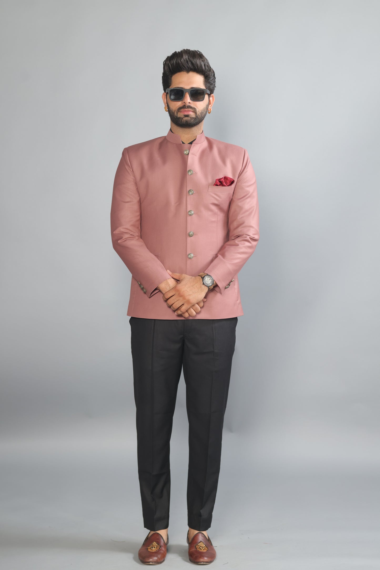Exclusive Rosewood Jodhpuri Bandhgala with Black Trouser| Terry Rayon | Perfect for Cocktail party , Funtional wear, Festive  wear|
