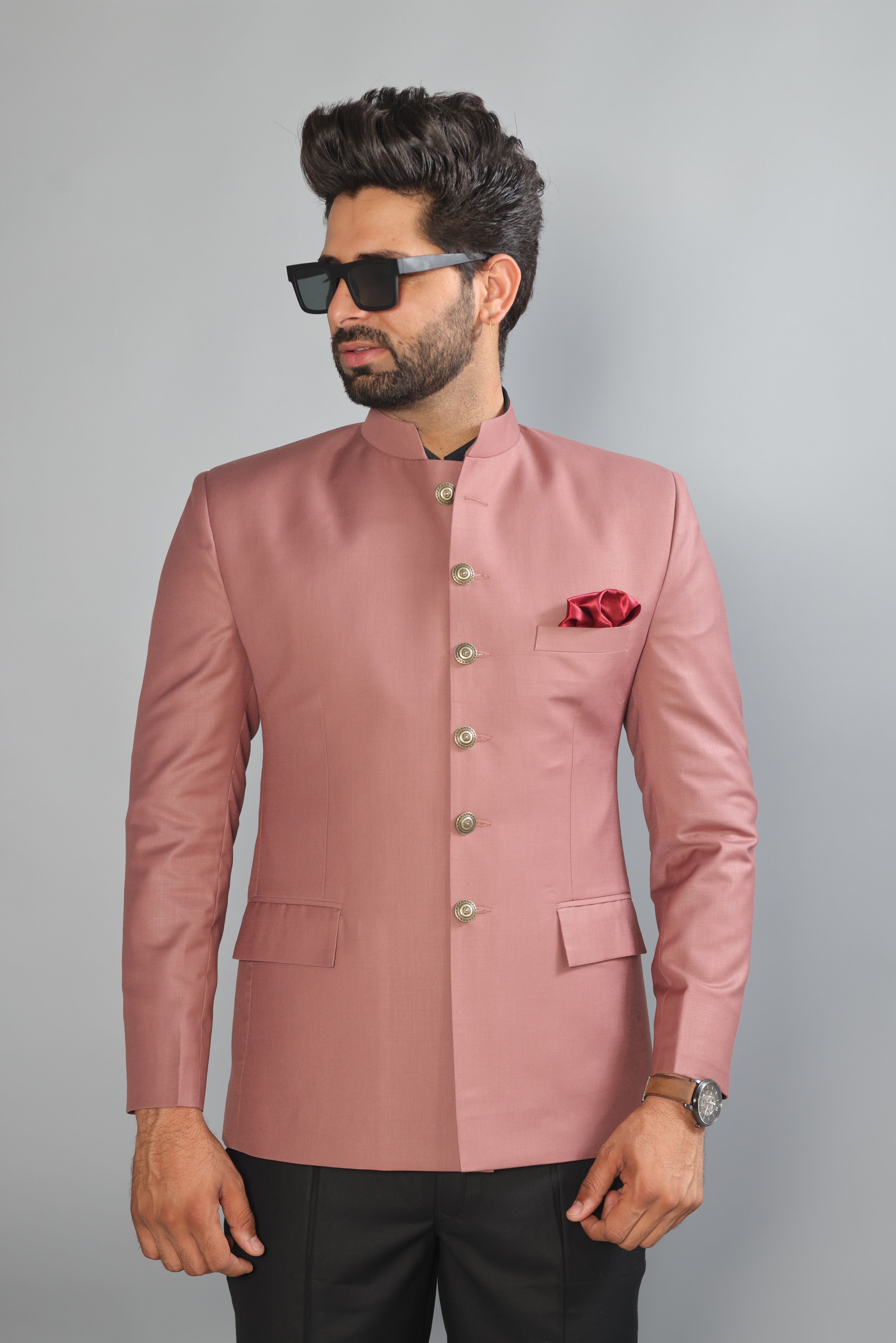 Bright White and Merino Cream Sequin Textured Premium Polyester Bandhgala/ Jodhpuri Blazers for Men.