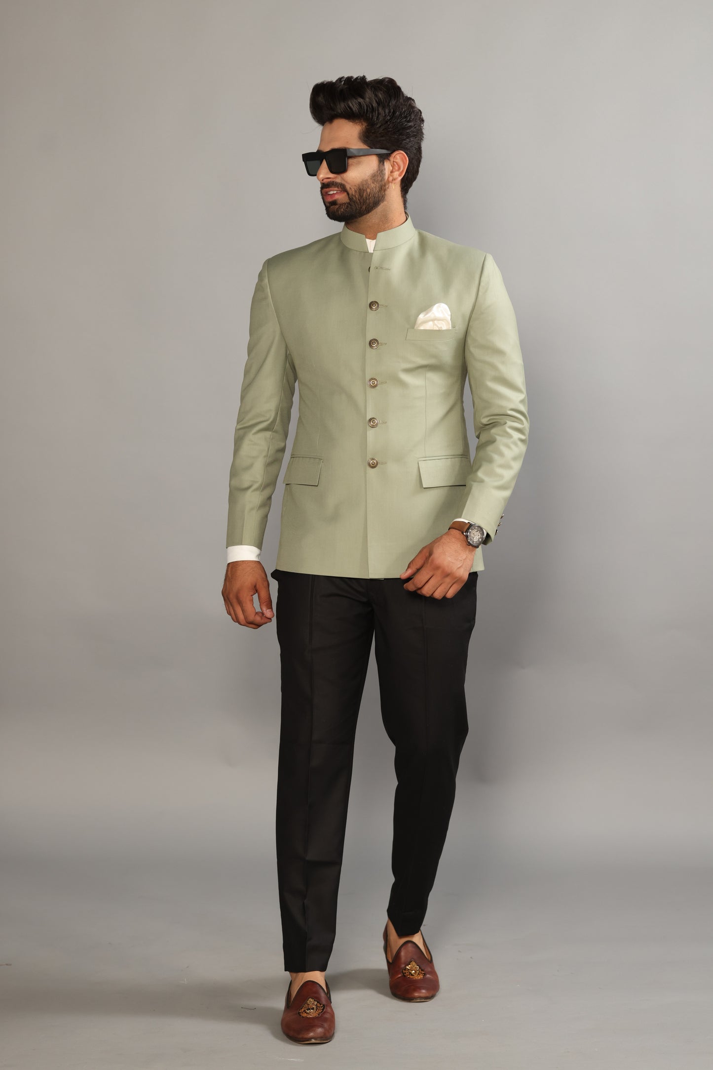 Pastel Green Jodhpuri Blazer with Black Trouser |Perfect Wedding and Casual wear |