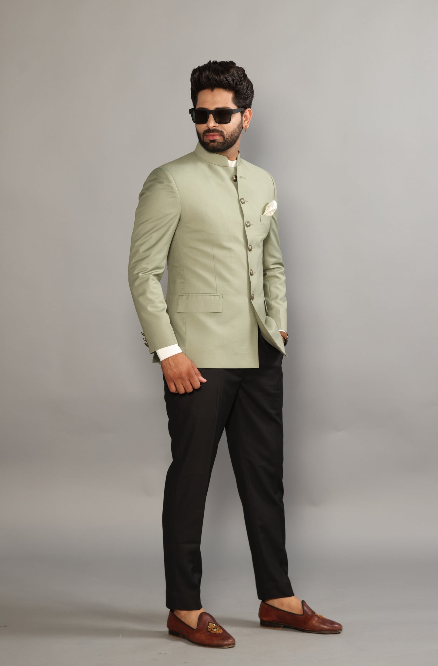 Pastel Green Jodhpuri Blazer with Black Trouser |Perfect Wedding and Casual wear |