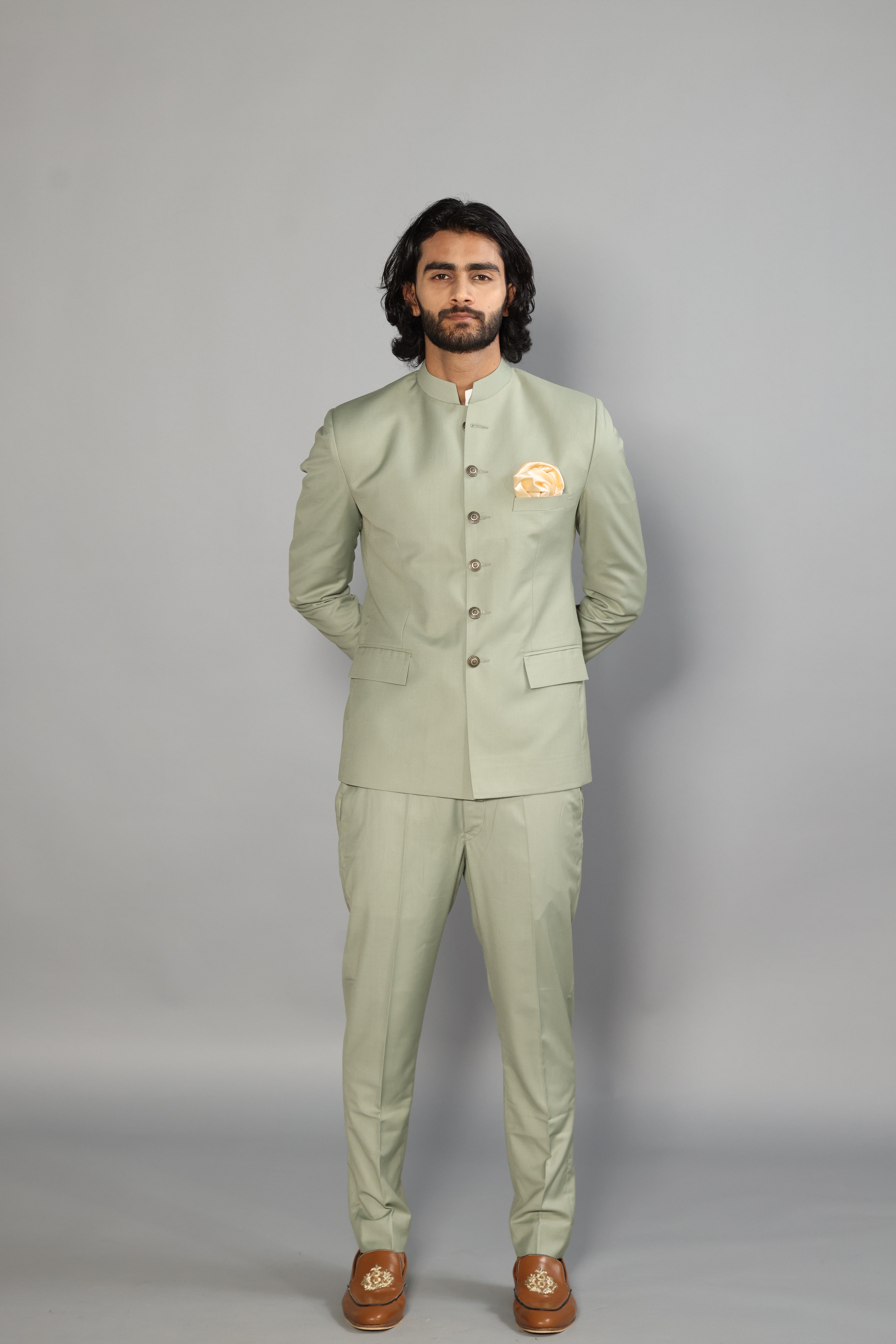 Rajanyas Traditional Pastel Green Jodhpuri Suit Perfect for Wedding a