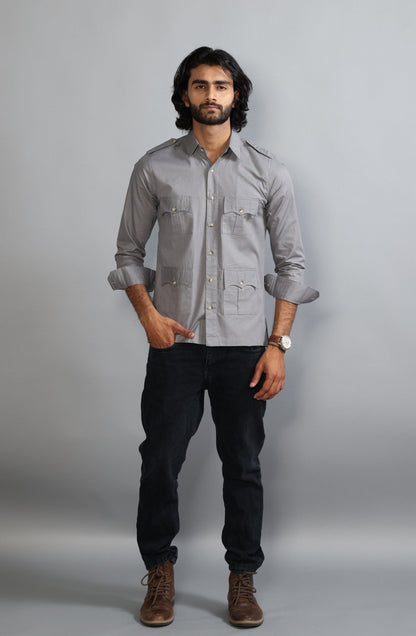 Fossil Grey Turkish Linen Hunting Shirt